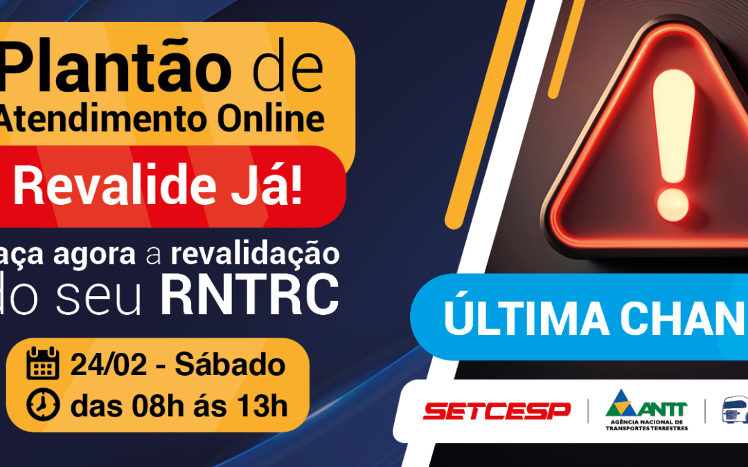 Revalidação ANTT: plantão de atendimento online