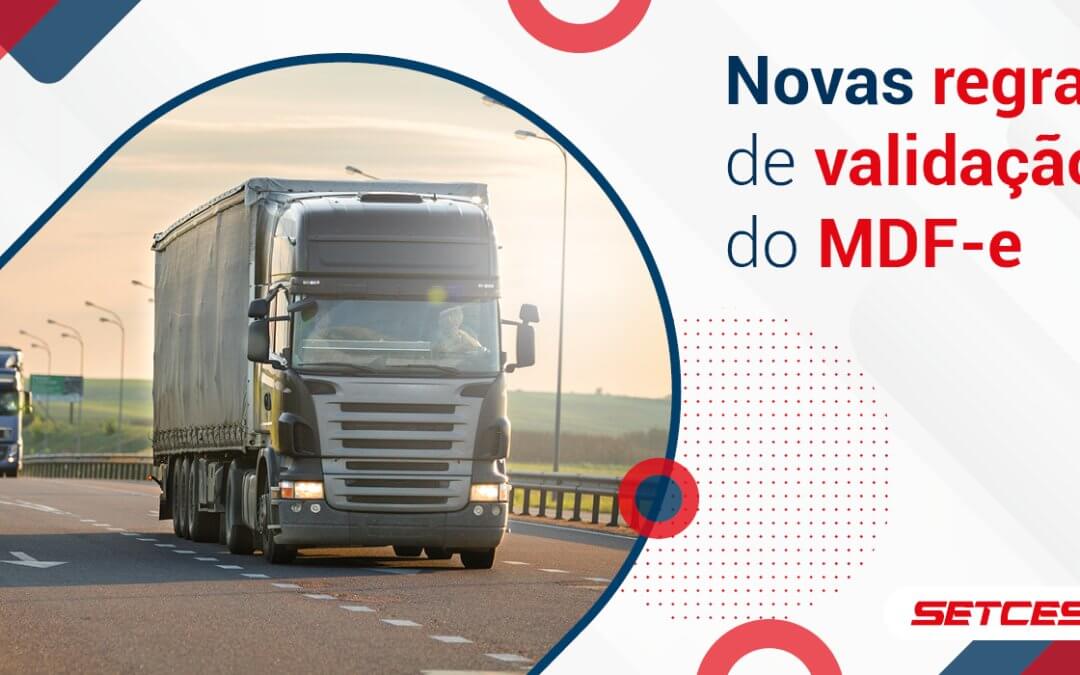 Novas regras de validação do MDF-e