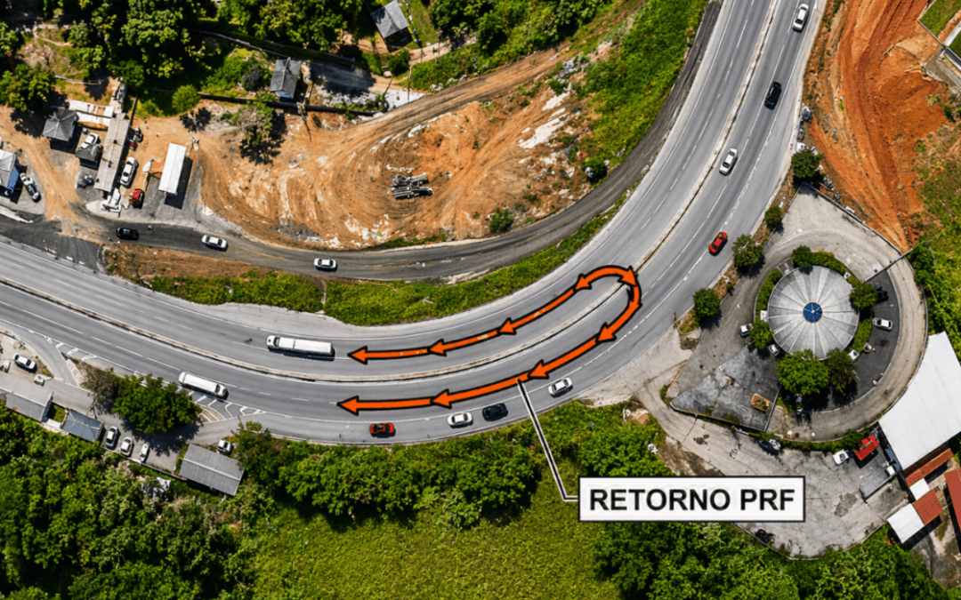 RioSP informa fechamento temporário de retorno no km 233 da Via Dutra para avanço das obras na Serra das Araras